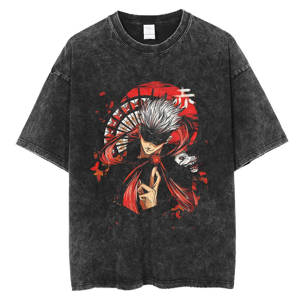 Anime Jujutsu Kaisen T Shirt Vintage Washed T-shirt Gojo Sat