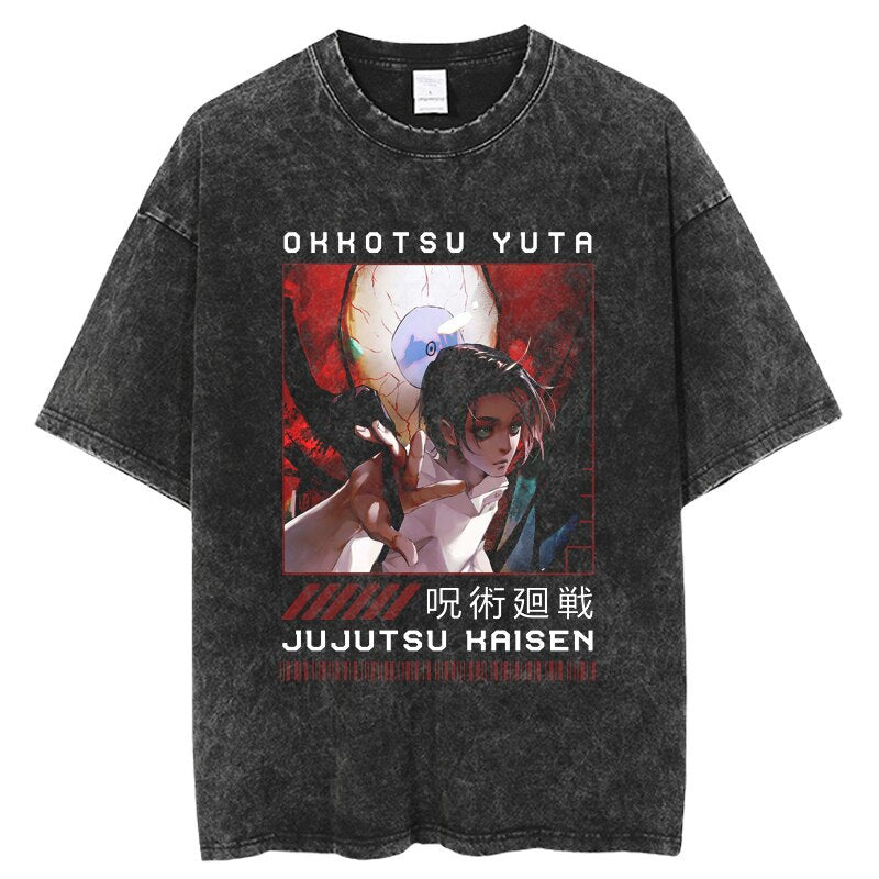Anime Jujutsu Kaisen T Shirt Vintage Washed T-shirt Gojo Sat