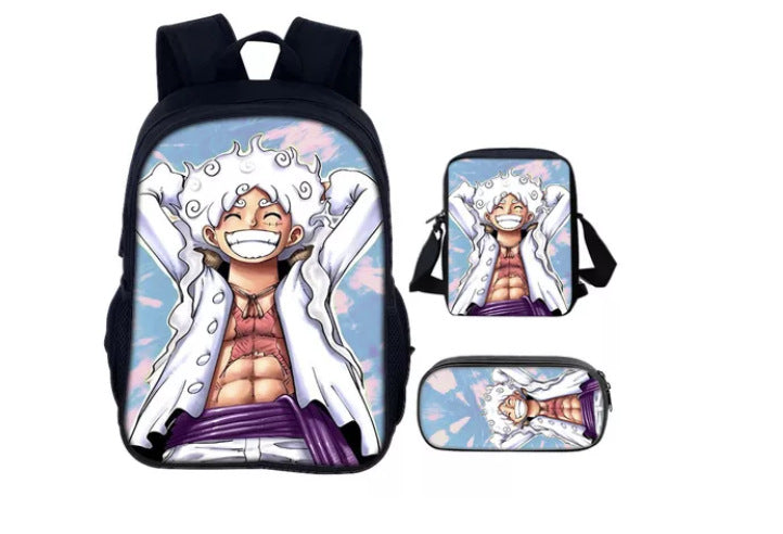 One Piece One Piece Backpack Primary and Secondary School Students Schoolbag One Piece Backpack Cartoon Schoolbag Three-piece Set