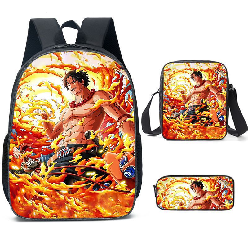 One Piece One Piece Backpack Primary and Secondary School Students Schoolbag One Piece Backpack Cartoon Schoolbag Three-piece Set