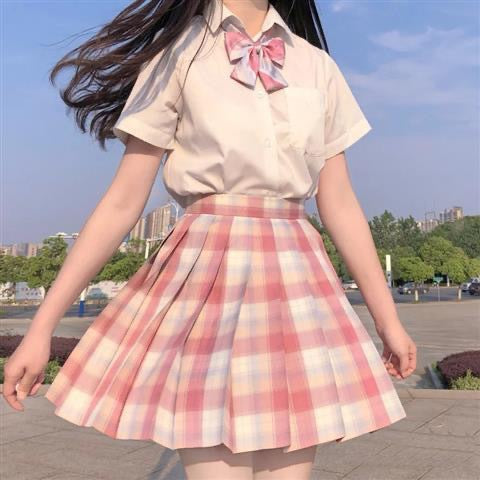 [Smoke ash] JK student suit jk genuine short skirt pleated skirt female college style sailor suit short sleeve basic version