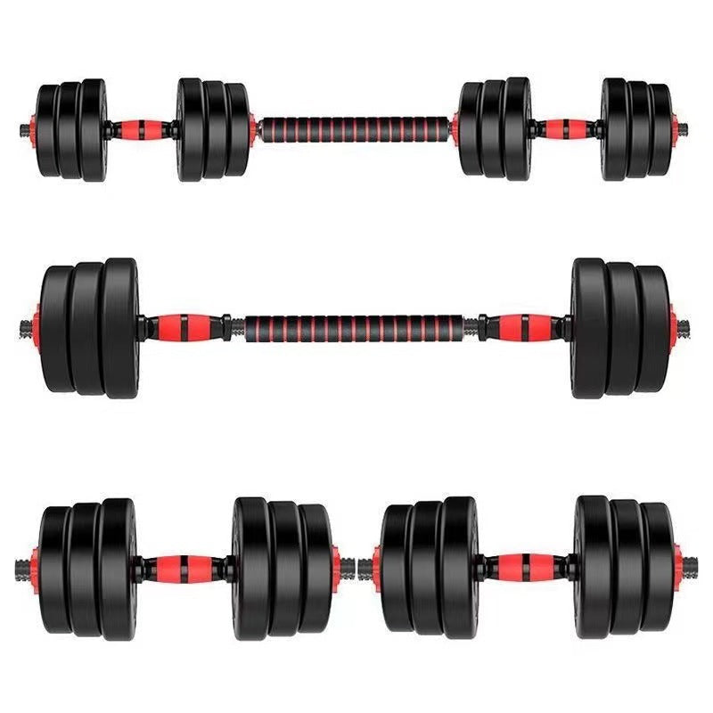 Dumbbell men's home fitness equipment adjustable weight solid 20KG rubber coated barbell set combination detachable