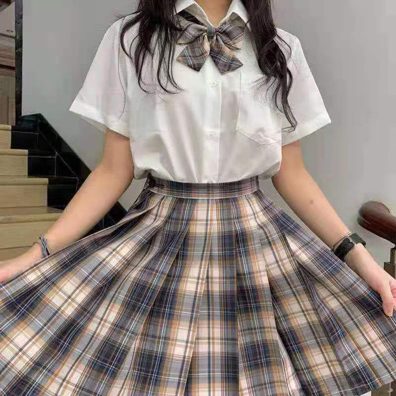 [Smoke ash] JK student suit jk genuine short skirt pleated skirt female college style sailor suit short sleeve basic version