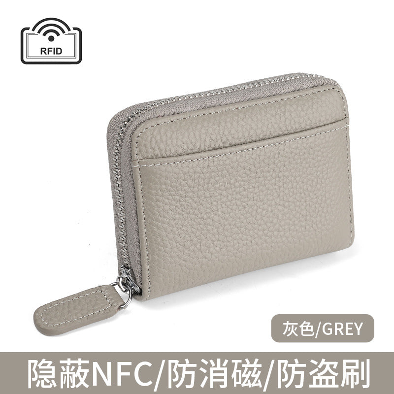 First layer cowhide rfid anti-theft card swipe bag bank card credit card holder business card bag accordion card holder wallet