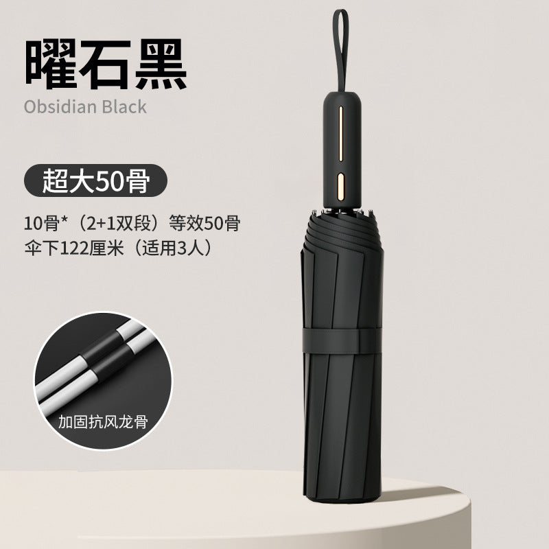 Umbrella automatic 24 rib umbrella wholesale large extra large sun umbrella anti-ultraviolet black plastic female sun protection umbrella factory