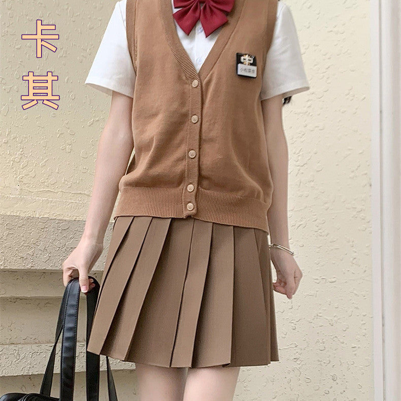 [Smoke ash] JK student suit jk genuine short skirt pleated skirt female college style sailor suit short sleeve basic version