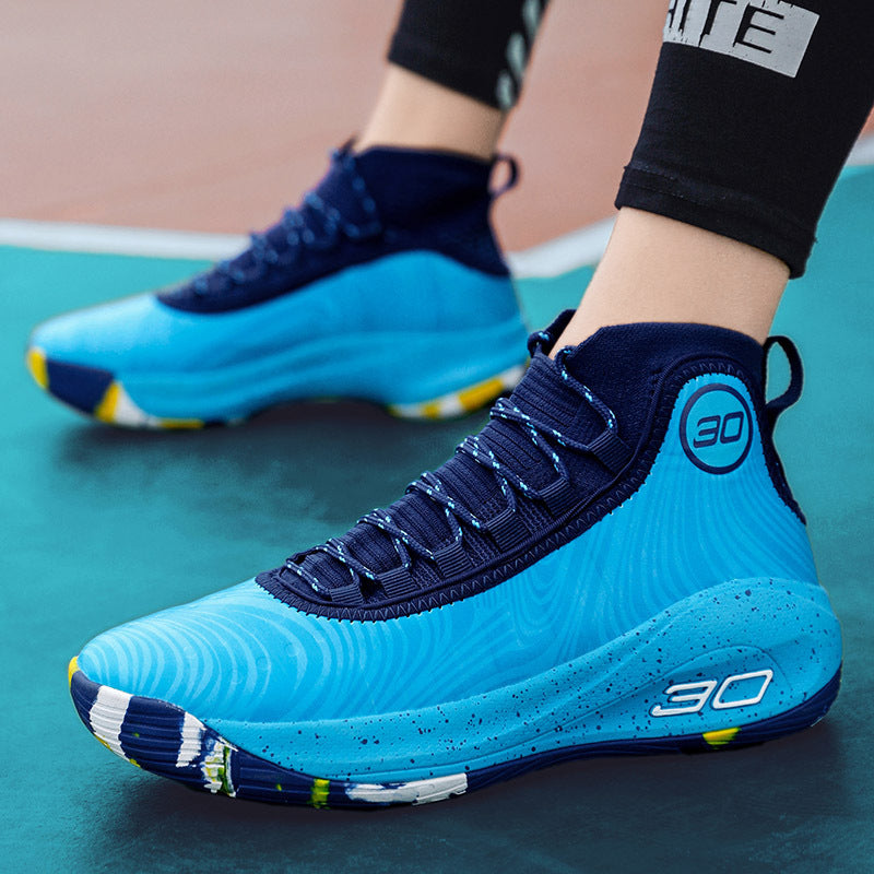 Basketball Shoes Men's High-Top Youth Combat Boots White Shoes White Sneakers High School Primary School Sneakers Female Generation Hair