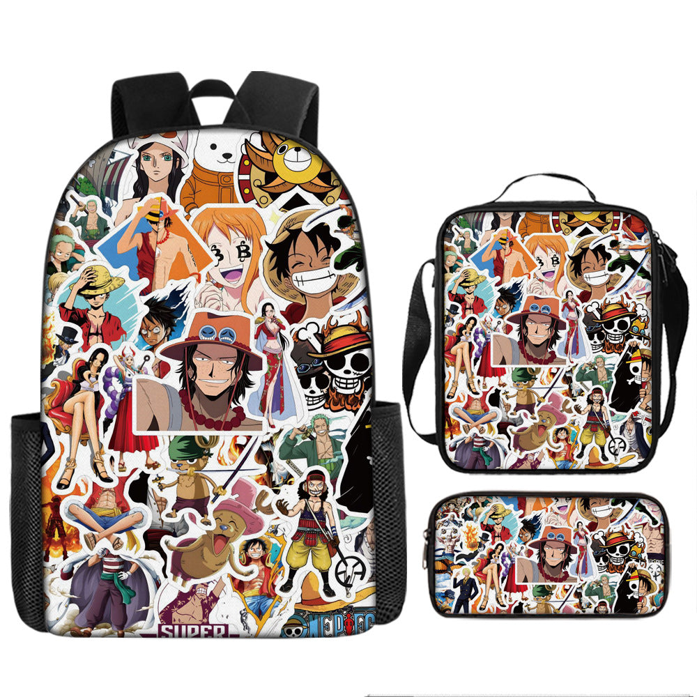 One Piece One Piece Backpack Primary and Secondary School Students Schoolbag One Piece Backpack Cartoon Schoolbag Three-piece Set