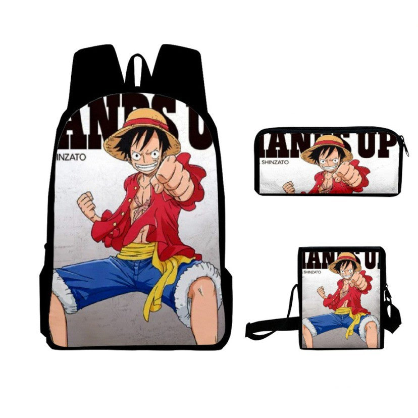 One Piece One Piece Backpack Primary and Secondary School Students Schoolbag One Piece Backpack Cartoon Schoolbag Three-piece Set