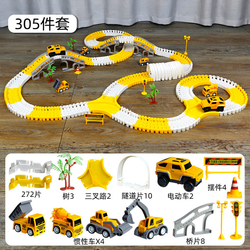 Track car toy car versatile engineering boy children's educational train car electric car adventure