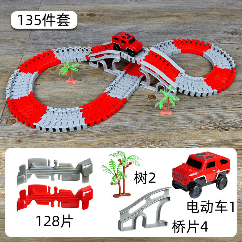 Track car toy car versatile engineering boy children's educational train car electric car adventure
