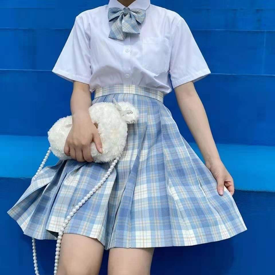 [Smoke ash] JK student suit jk genuine short skirt pleated skirt female college style sailor suit short sleeve basic version