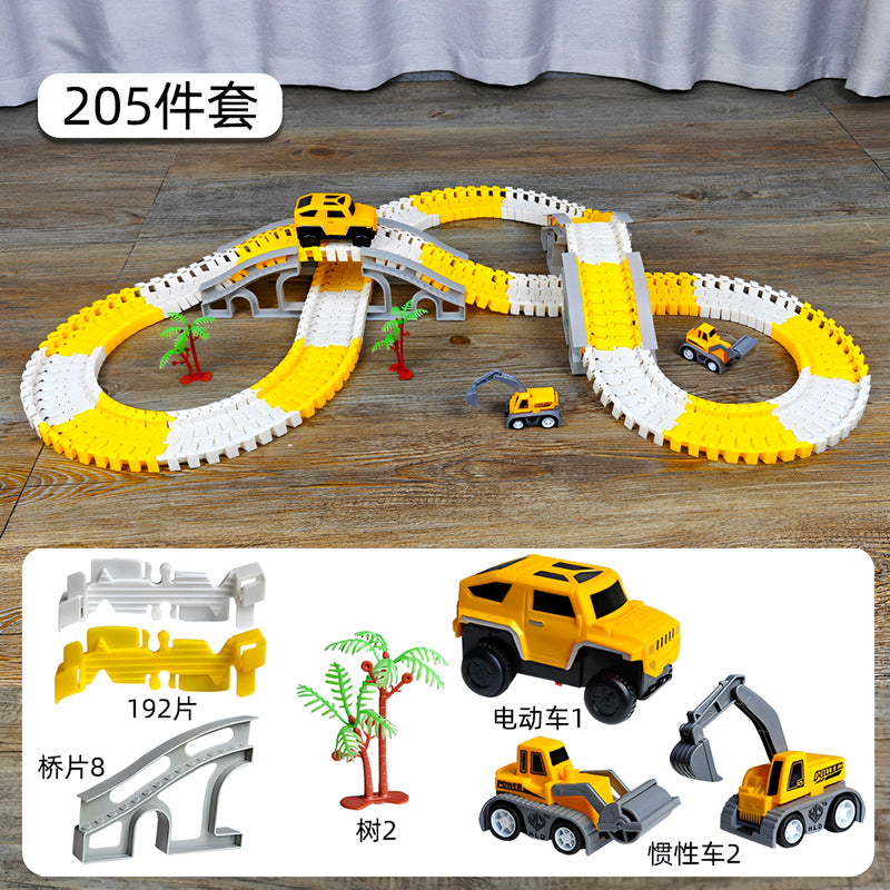 Track car toy car versatile engineering boy children's educational train car electric car adventure
