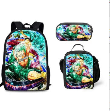 One Piece One Piece Backpack Primary and Secondary School Students Schoolbag One Piece Backpack Cartoon Schoolbag Three-piece Set