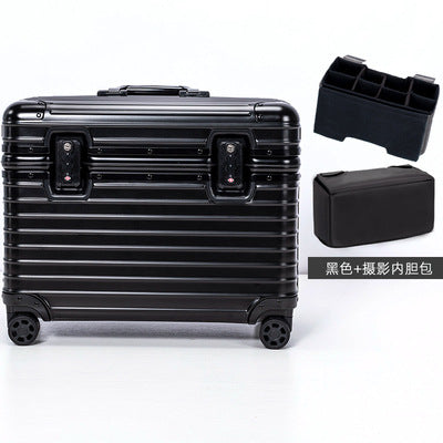 German all-aluminum magnesium alloy flip cover camera long suitcase 18 inch boarding small trolley case men's suitcase