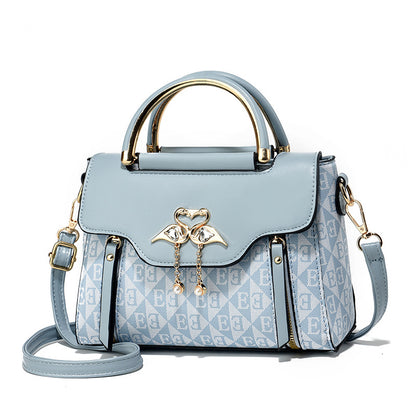 Embossed Solid Color Shoulder Bag — Casual Crossbody Women's Handbag