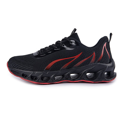 Men's Flame Print Flyknit Running Sneakers — Lightweight Fashion Shoes
