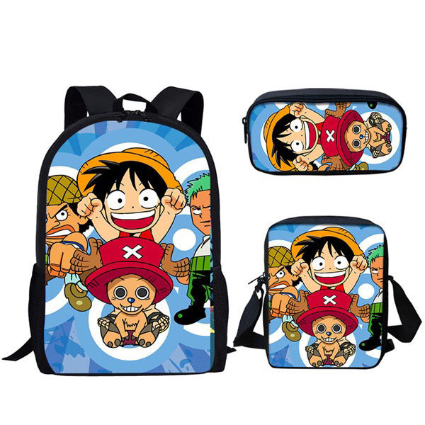 One Piece One Piece Backpack Primary and Secondary School Students Schoolbag One Piece Backpack Cartoon Schoolbag Three-piece Set