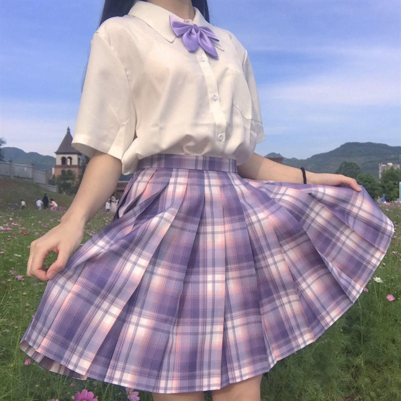 [Smoke ash] JK student suit jk genuine short skirt pleated skirt female college style sailor suit short sleeve basic version