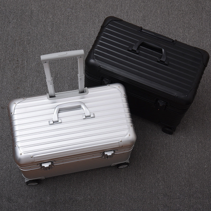 German all-aluminum magnesium alloy flip cover camera long suitcase 18 inch boarding small trolley case men's suitcase