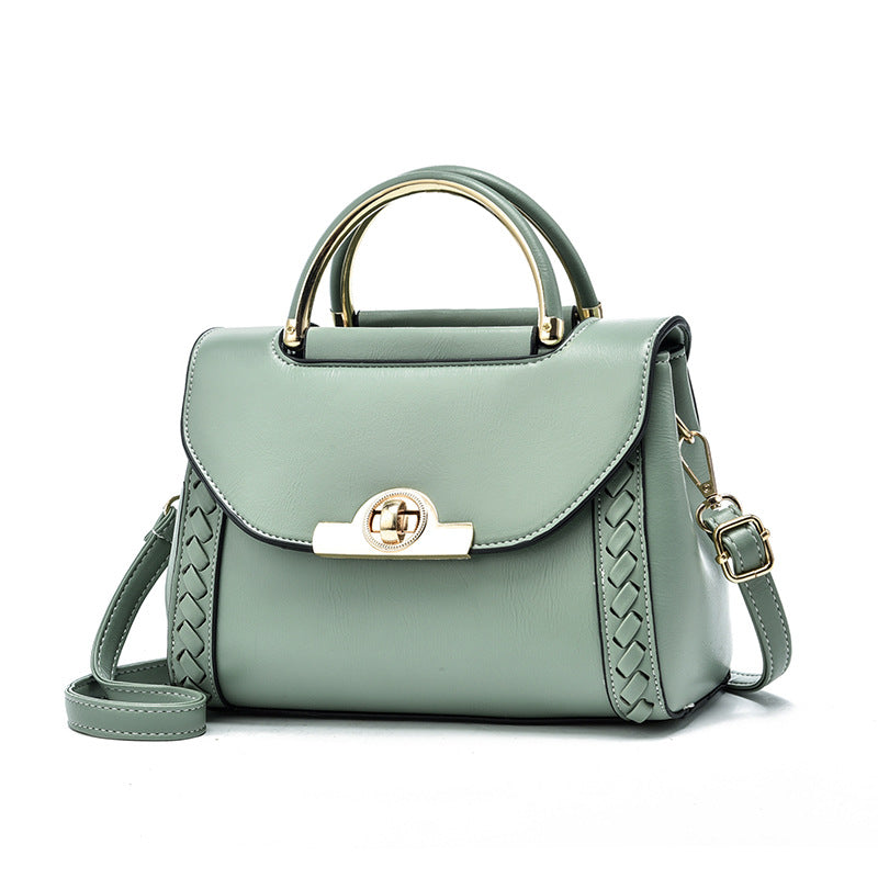 [Women's bags] Woven handbags 2025 new fashion lock small square bag shoulder messenger bag