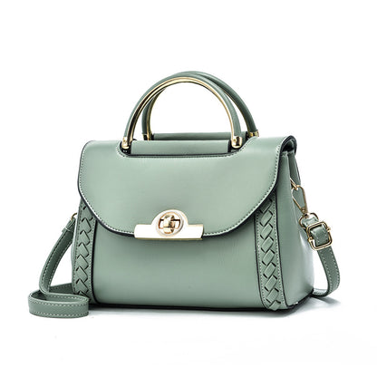 Woven Lock Clasp Small Square Bag — Shoulder & Crossbody Handbag