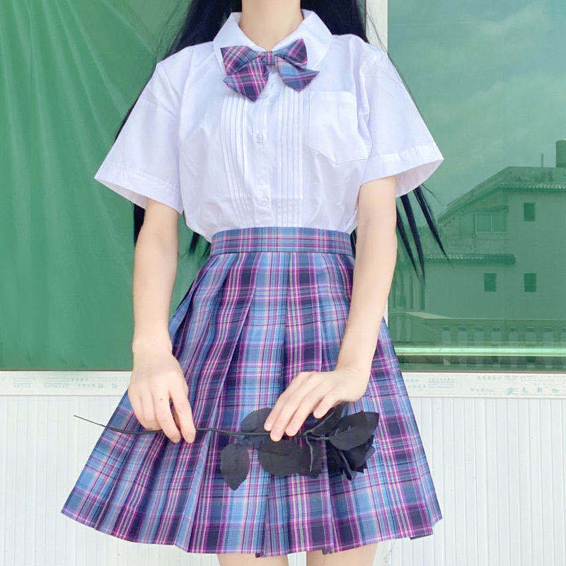 [Smoke ash] JK student suit jk genuine short skirt pleated skirt female college style sailor suit short sleeve basic version