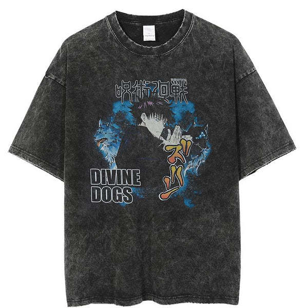 Anime Jujutsu Kaisen T Shirt Vintage Washed T-shirt Gojo Sat