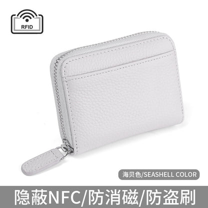 First layer cowhide rfid anti-theft card swipe bag bank card credit card holder business card bag accordion card holder wallet