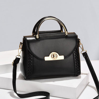 Woven Lock Clasp Small Square Bag — Shoulder & Crossbody Handbag