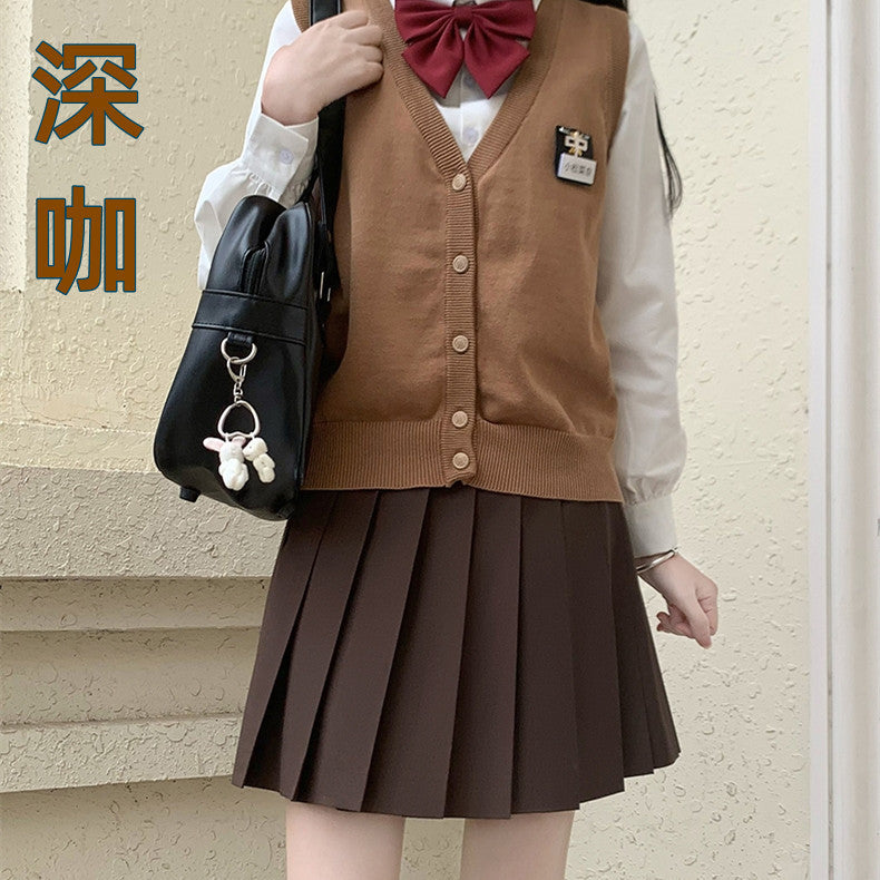[Smoke ash] JK student suit jk genuine short skirt pleated skirt female college style sailor suit short sleeve basic version