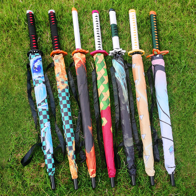 Anime umbrella long handle umbrella knife umbrella anime demon slayer sunny umbrella samurai personality creative umbrella parasol cos
