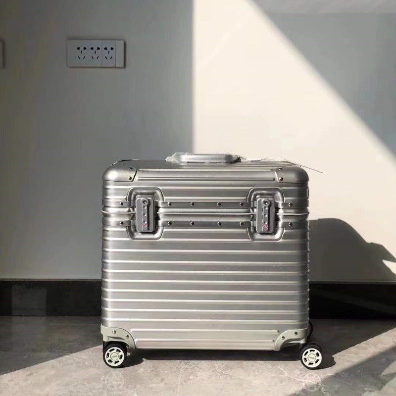 German all-aluminum magnesium alloy flip cover camera long suitcase 18 inch boarding small trolley case men's suitcase