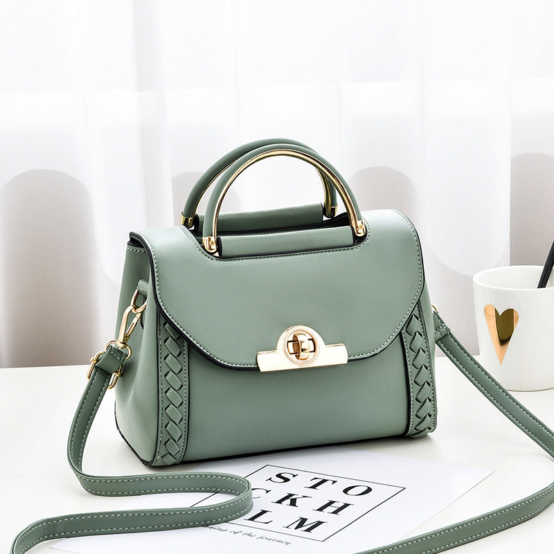 [Women's bags] Woven handbags 2025 new fashion lock small square bag shoulder messenger bag