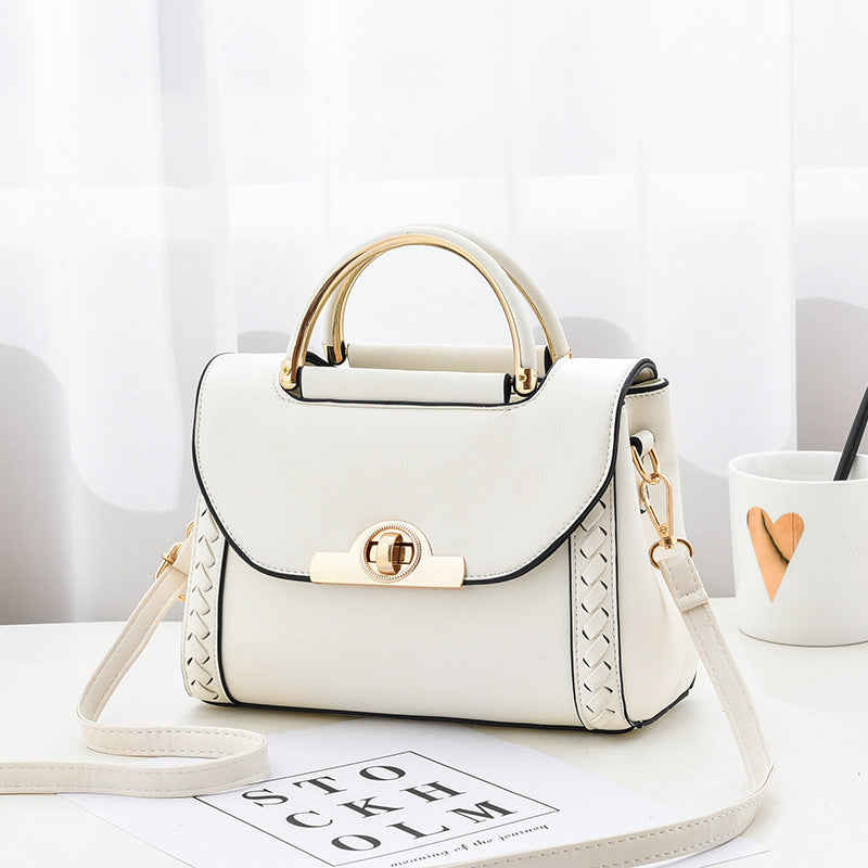 [Women's bags] Woven handbags 2025 new fashion lock small square bag shoulder messenger bag