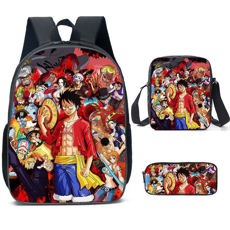 One Piece One Piece Backpack Primary and Secondary School Students Schoolbag One Piece Backpack Cartoon Schoolbag Three-piece Set