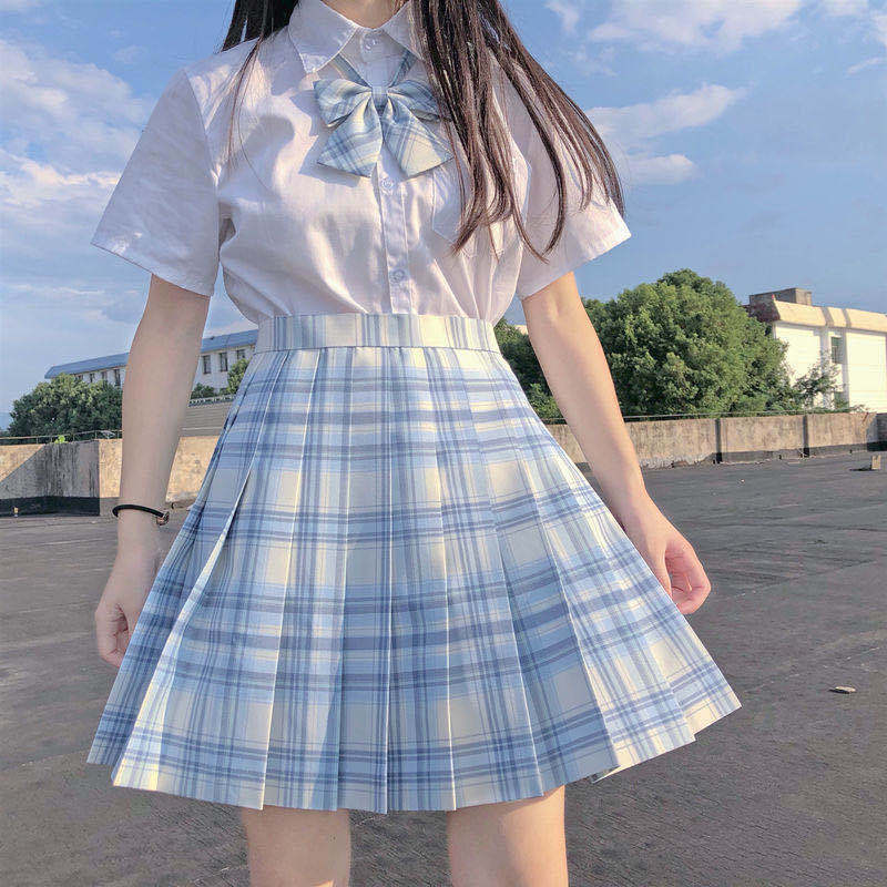 [Smoke ash] JK student suit jk genuine short skirt pleated skirt female college style sailor suit short sleeve basic version