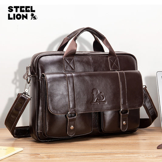 Russia's hot-selling cowhide men's briefcases, top-grain cowhide men's computer bags, business large-capacity handbags