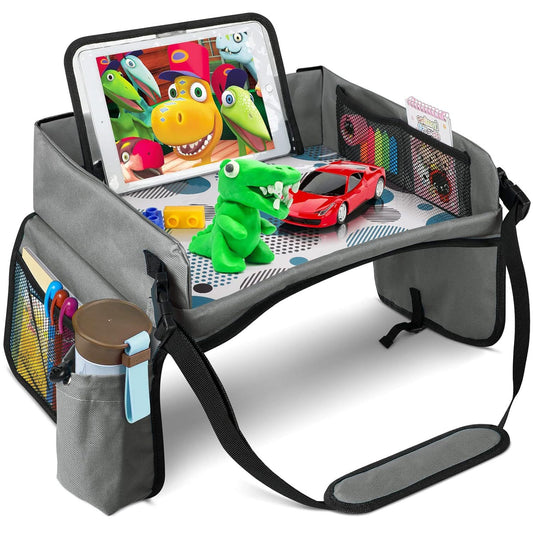 Kids Car Seat Travel Tray — Backseat Storage & Activity Tray for Children