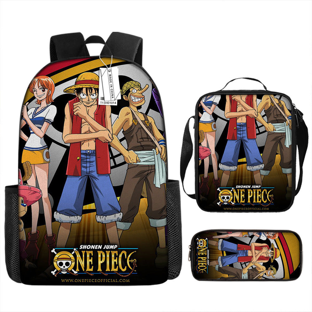 One Piece One Piece Backpack Primary and Secondary School Students Schoolbag One Piece Backpack Cartoon Schoolbag Three-piece Set