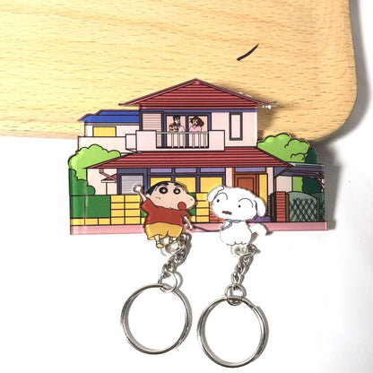 Crayon Shin-chan Cartoon Keychain & Fridge Magnet Set — Cute Home Decor