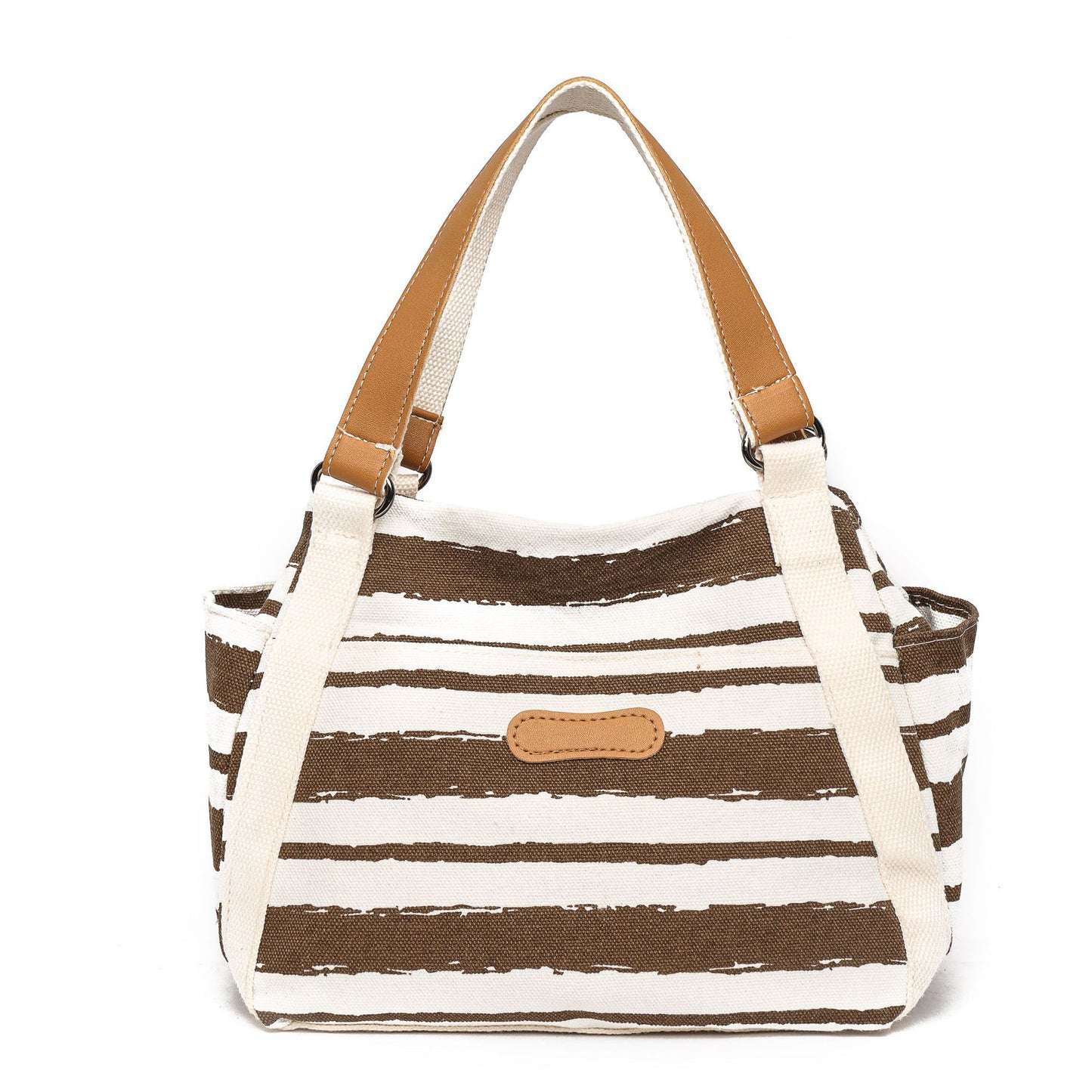 New high-value handbags for women, casual striped canvas bags, lunch bags, three-dimensional handbags, lightweight French women's bags