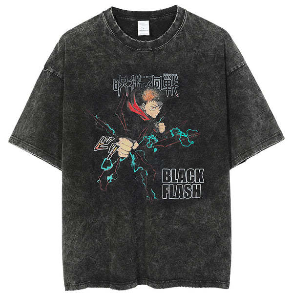 Anime Jujutsu Kaisen T Shirt Vintage Washed T-shirt Gojo Sat