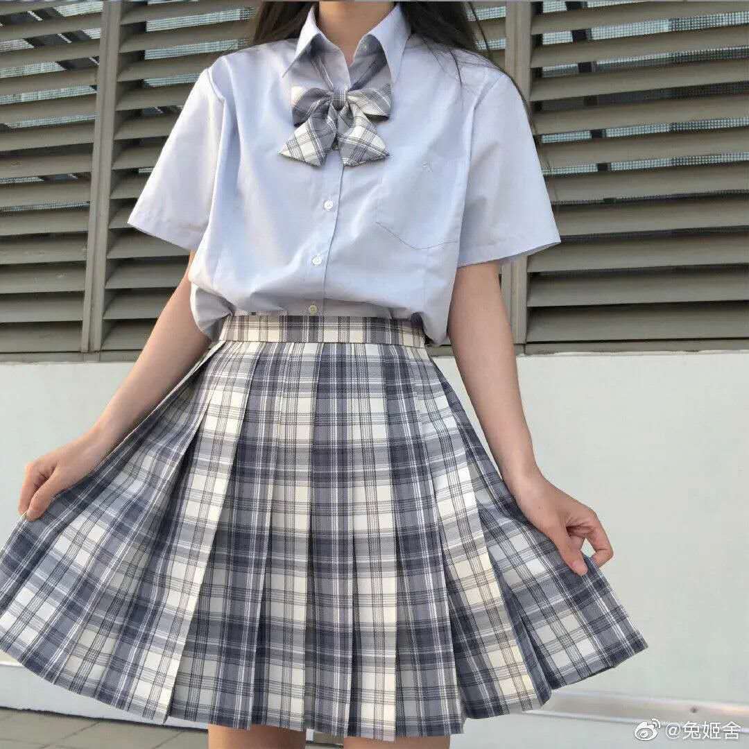 [Smoke ash] JK student suit jk genuine short skirt pleated skirt female college style sailor suit short sleeve basic version