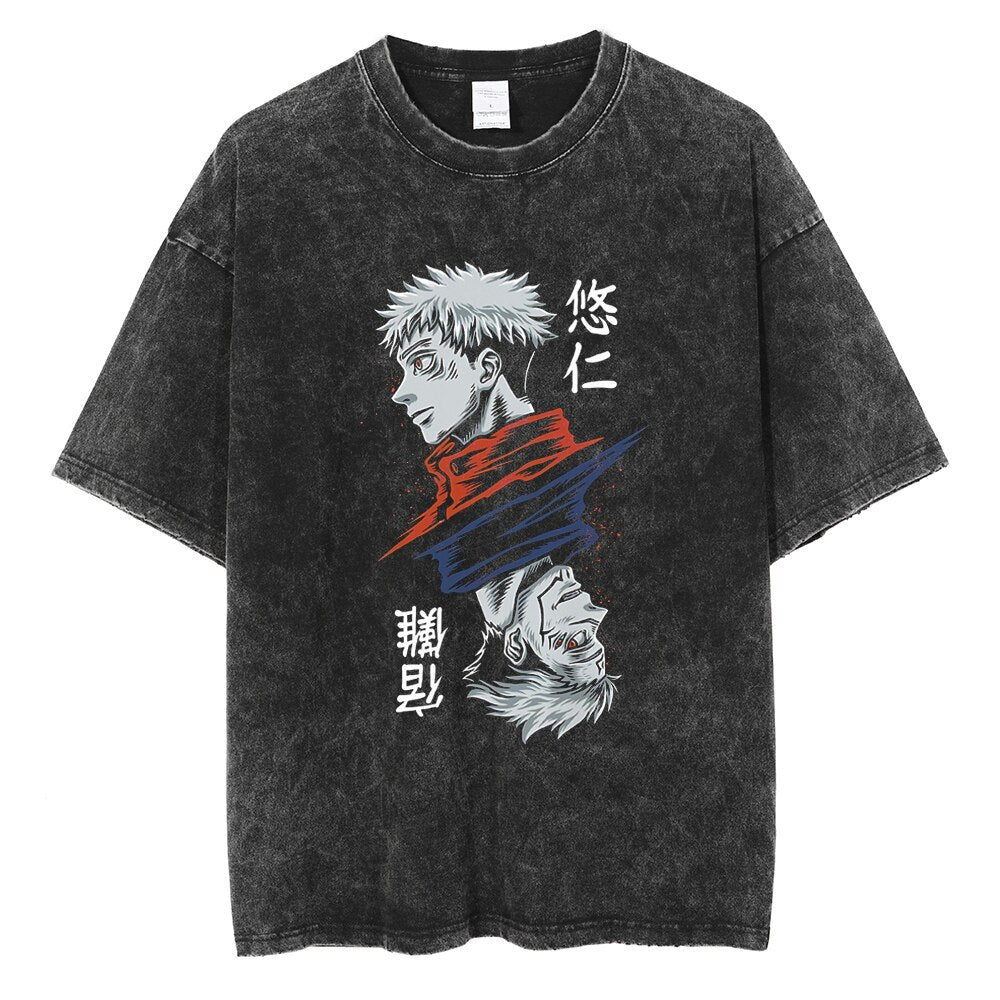 Anime Jujutsu Kaisen T Shirt Vintage Washed T-shirt Gojo Sat