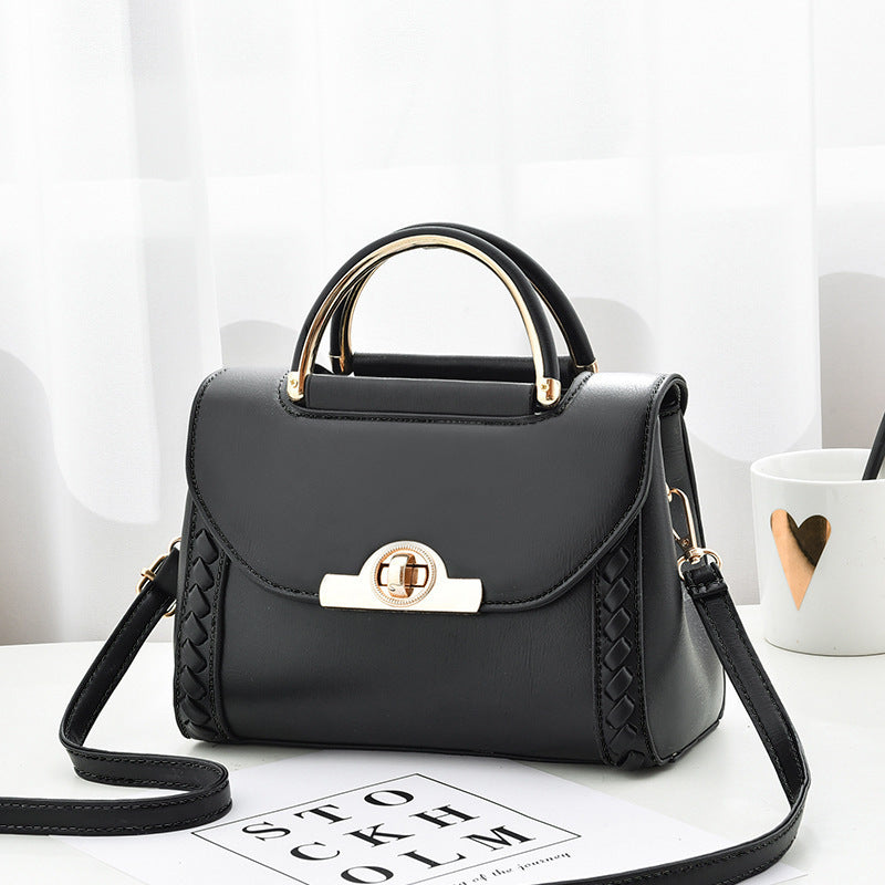 [Women's bags] Woven handbags 2025 new fashion lock small square bag shoulder messenger bag