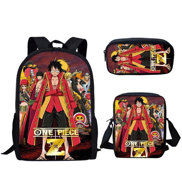 One Piece One Piece Backpack Primary and Secondary School Students Schoolbag One Piece Backpack Cartoon Schoolbag Three-piece Set
