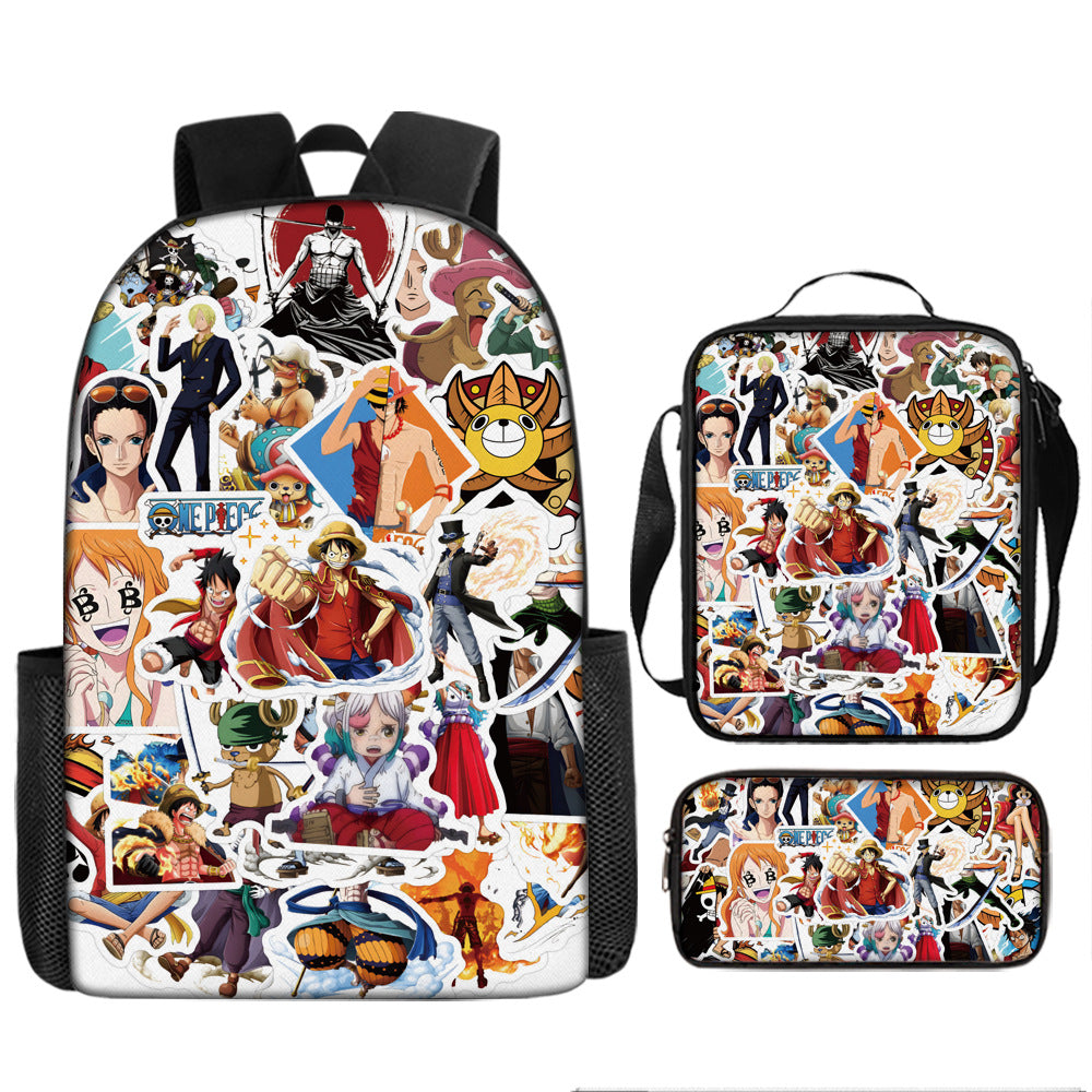 One Piece One Piece Backpack Primary and Secondary School Students Schoolbag One Piece Backpack Cartoon Schoolbag Three-piece Set