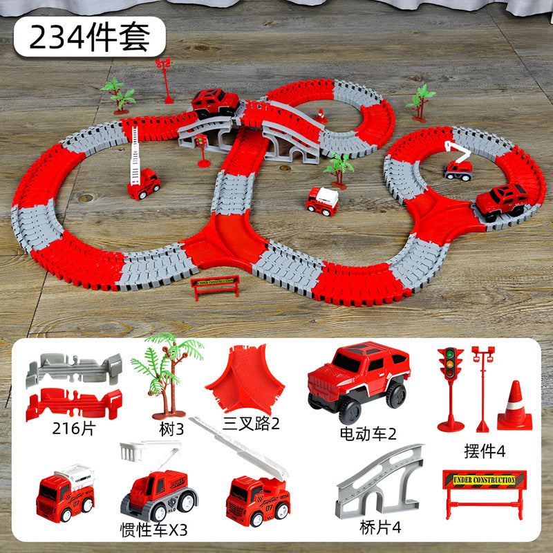 Track car toy car versatile engineering boy children's educational train car electric car adventure