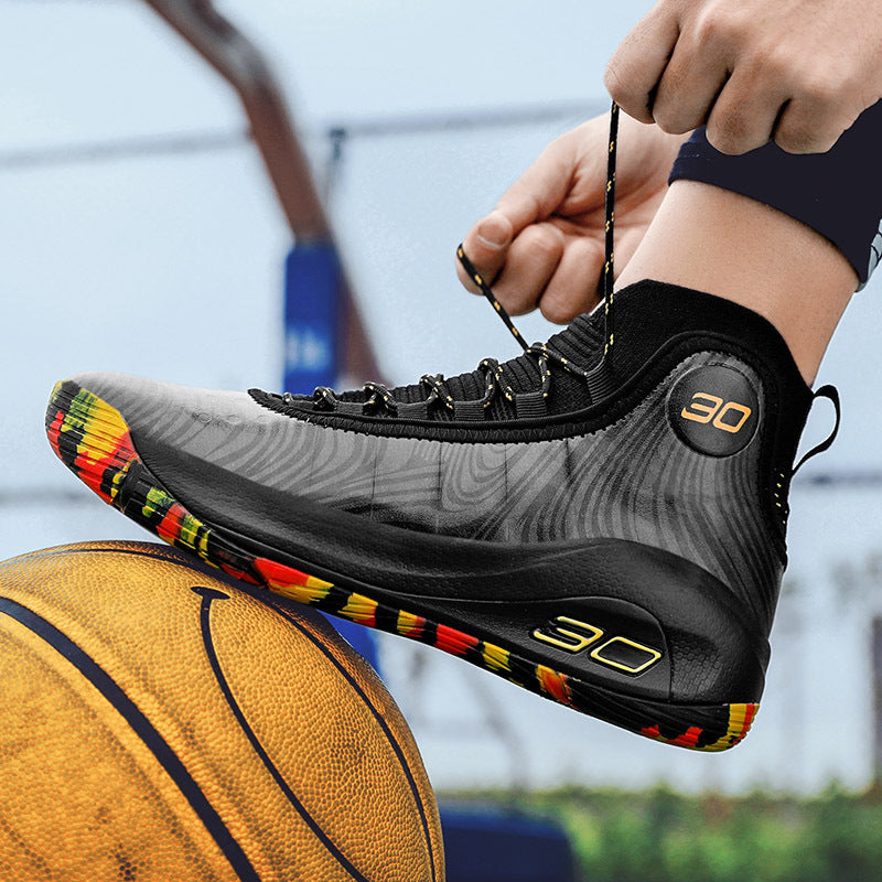 Basketball Shoes Men's High-Top Youth Combat Boots White Shoes White Sneakers High School Primary School Sneakers Female Generation Hair